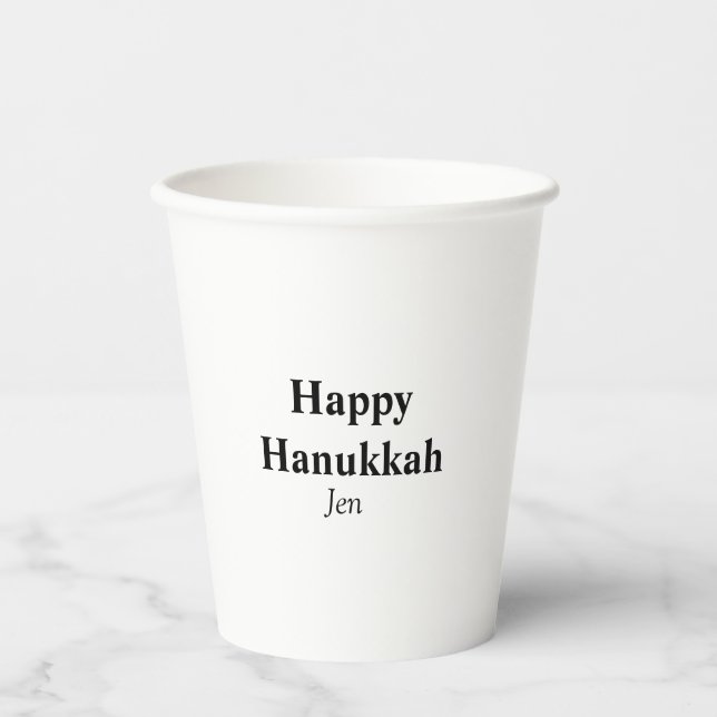Happy Hanukkah Ihr Name Text editierbar Pappbecher (Vorderseite)