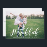Happy Hanukkah III. Modern modern Calligraphy Foto Feiertagskarte<br><div class="desc">Grüße Familie und Freunde mit dieser modernen und festlichen Happy Hanukkah Fotokarte. Es enthält handgeschriebene Schriften mit Blumenmuster für den Urlaub.</div>