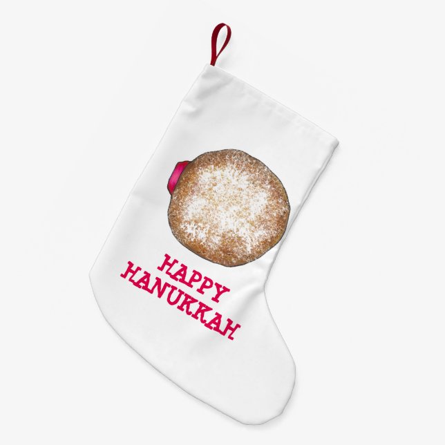 Happy Hanukkah Jelly Donut Doughnut Sufganiyot Kleiner Weihnachtsstrumpf (Vorderansicht (hängend))