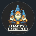 Happy Hanukkah Jew Chanukah Juw Hebrew Runder Aufkleber<br><div class="desc">Happy Hanukkah Jew Chanukah Juw Hebrew</div>
