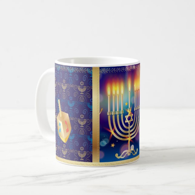 Happy Hanukkah Jewish Holiday Beautiful Kaffeetasse (Vorderseite Links)