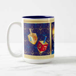 Happy Hanukkah Jewish Holiday Beautiful Zweifarbige Tasse