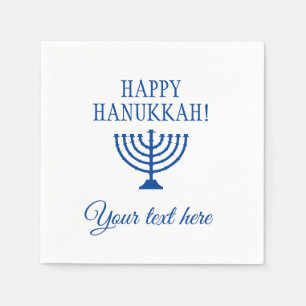 Happy Hanukkah Jewish menorah Custom Holiday Serviette