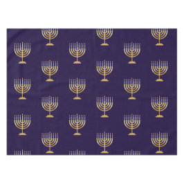 Happy Hanukkah Jüdische blaue Goldmenorah Tischdecke