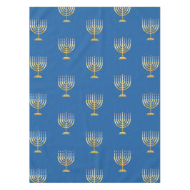 Happy Hanukkah Jüdische blaue Goldmenorah Tischdecke