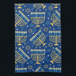 Happy Hanukkah jüdischen Star Menorah Blue Kitchen Geschirrtuch<br><div class="desc">Happy Hanukkah, Menorah, jüdischer Stern, blaues Küchentuch.</div>