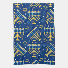 Happy Hanukkah jüdischen Star Menorah Blue Kitchen Geschirrtuch