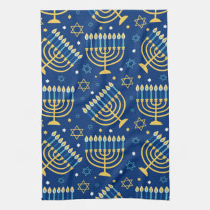 Happy Hanukkah jüdischen Star Menorah Blue Kitchen Geschirrtuch