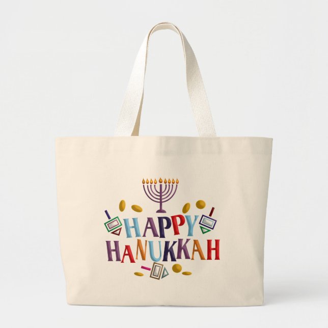 Happy Hanukkah Jumbo Stoffbeutel (Vorne)