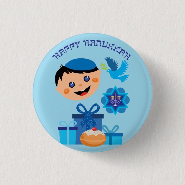 🕎 Happy Hanukkah, Junge, Button (Vorderseite)