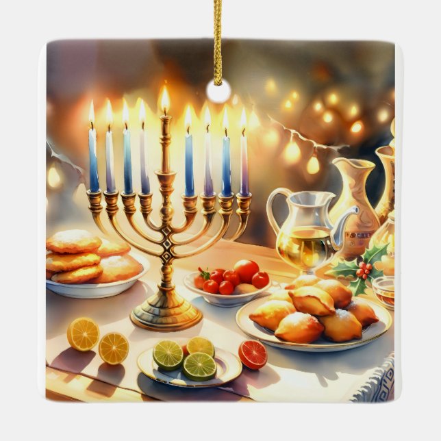 Happy Hanukkah Keramikornament (Rückseite)