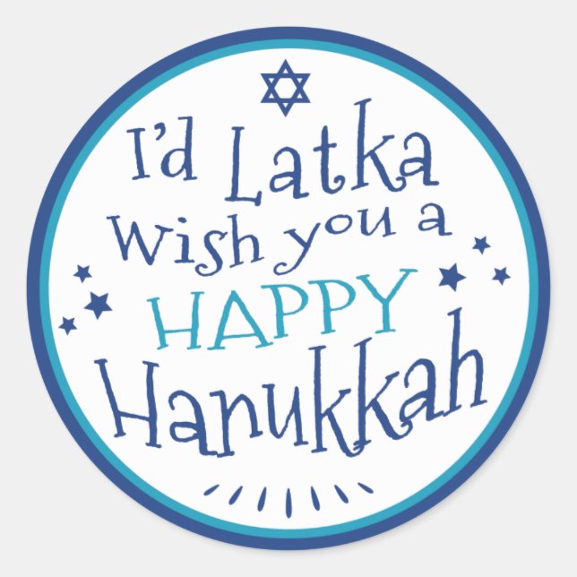 HAPPY Hanukkah Labels um mich herum wünschte ich d Runder Aufkleber (Vorderseite)