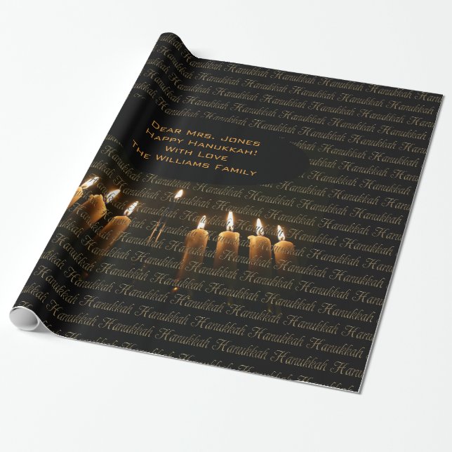 Happy Hanukkah Lamp Menorah Lights Kerze Chanukah Geschenkpapier (Ungerollt)