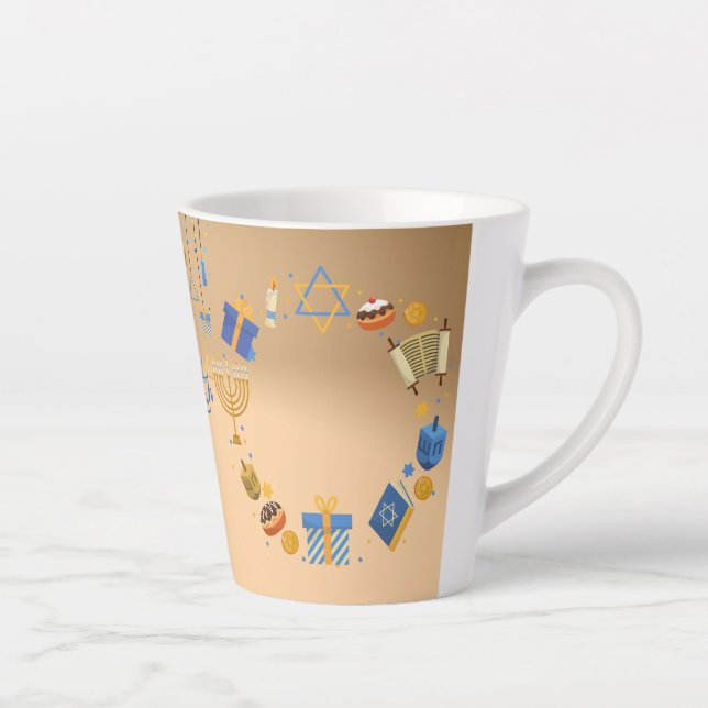 Happy Hanukkah Latte Tasse in Orange (Rechts)