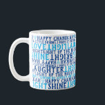 HAPPY HANUKKAH Liebe Light Laughter Typografie Kaffeetasse<br><div class="desc">HAPPY HANUKKAH Liebe Light Laughter Typografie Tasse sagt es alles! Diese Tasse ist ein fantastischer Weg, um Familie & Freunden ein Happy Chanukah Ihre guten Wünsche werden sicher aufhellen ihren Tag und lassen sie lächeln. Enthält LIEBE-LICHT-LACHTER. Ich habe ein kleines Dreifach, Shine Bright, und zünde die Nacht an. Moderne, lässige...</div>