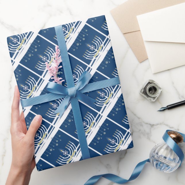Happy Hanukkah Manora und Star von David Geschenkpapier (Schenken)