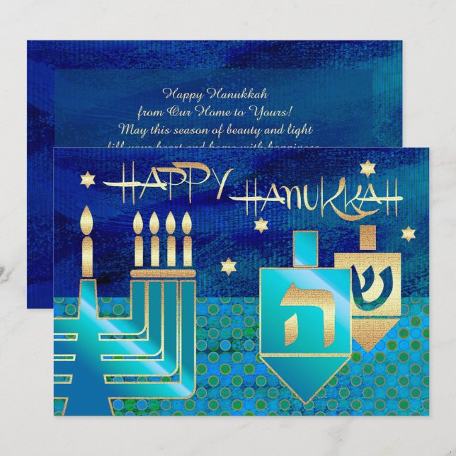 Happy Hanukkah. Maßgeschneiderte Grußkarten Feiertagskarte (Vorne/Hinten)