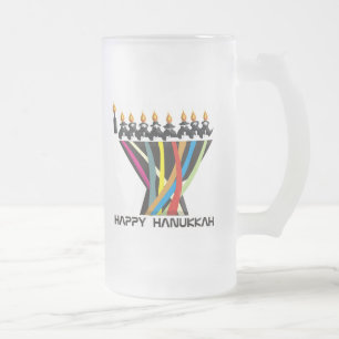 Happy Hanukkah Mattglas Bierglas