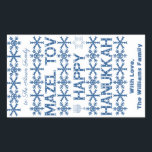 Happy Hanukkah Mazel Tov Star von David Menorah Rechteckiger Aufkleber<br><div class="desc">Happy Hanukkah Mazel Tov Star von David Menorah Candles Snowflakes Pattern Blau und Weiß Elegantes Rectangle Geschenk Aufkleber für Hanukkah Geschenke und warme Wünsche Hebräische Festival der jüdischen Feiertage,  individuelle Name</div>