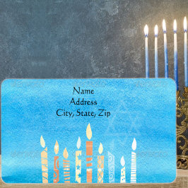 Happy Hanukkah Menorah Adressaufkleber