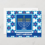 🕎 Happy Hanukkah, Menorah, anpassbare Postkarte<br><div class="desc">Happy Hanukkah mit Menorah auf weißem Hintergrund. Voll anpassbar zurück.</div>