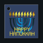 Happy Hanukkah Menorah Blue Geschenkanhänger<br><div class="desc">Happy Hanukkah Menorah Blue</div>