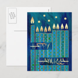 Happy Hanukkah. Menorah Candles Feiertagspostkarte