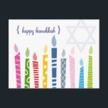 Happy Hanukkah Menorah Candles Postkarten<br><div class="desc">ein wenig Pfiff in diesem Jahr... </div>