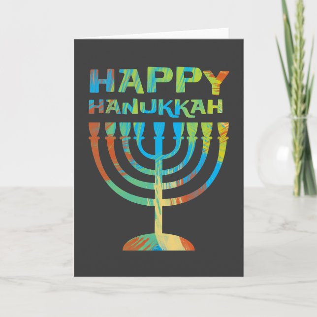 Happy Hanukkah Menorah Grußkarten Feiertagskarte (Vorderseite)