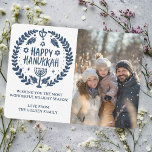 Happy Hanukkah Menorah Handgezeichnetes CUSTOM FOT Feiertagskarte<br><div class="desc">Sweet HANUKKAH themed Kranz zeichn, jemandem einen schönen Urlaub zu wünschen! Gib dein eigenes Foto! Klicken Sie auf "Personalisieren", um Ihr eigenes Foto hinzuzufügen. Sie können auch Text auf der Vorder- oder Rückseite hinzufügen. Karo in meinem Shop für weitere Optionen. Auch als digitaler Download verfügbar, um sofort per E-Mail oder...</div>