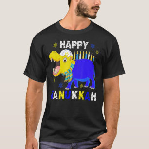 Happy Hanukkah Menorah Hippo mit jüdischem Hut T-Shirt