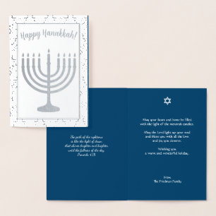 Happy Hanukkah Menorah Holiday Real Silver Folienkarte