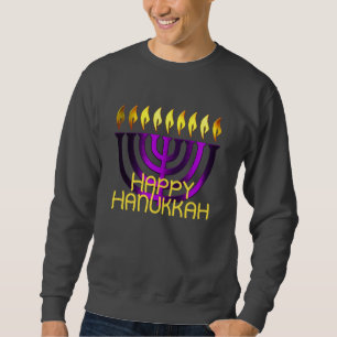 Happy Hanukkah Menorah Lila Sweatshirt