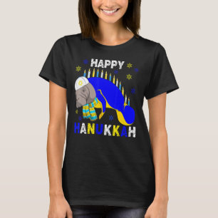 Happy Hanukkah Menorah Manatee mit jüdischem Hut T-Shirt