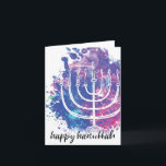 Happy Hanukkah, Menorah, Modern Art-Inspirred Feiertagskarte<br><div class="desc">Modern art-inspirred menorah illustriert: "Happy Hanukkah."</div>
