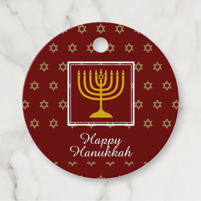 HAPPY HANUKKAH Menorah Personalisiert Red Geschenkanhänger (Vorderseite)