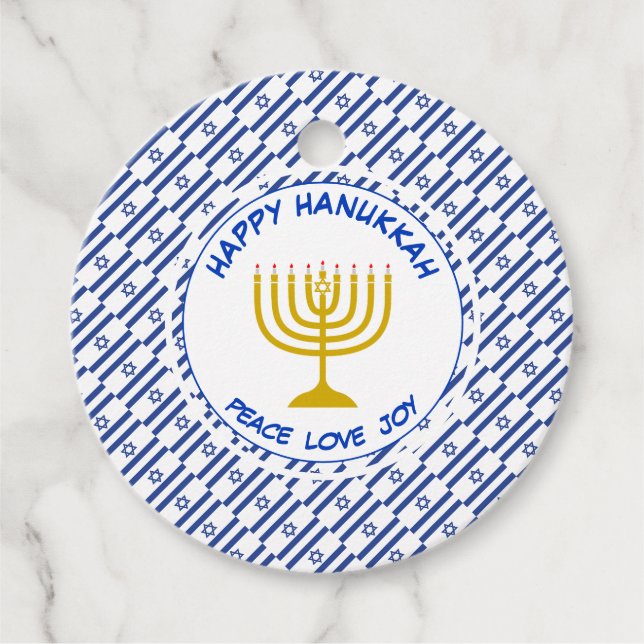 HAPPY HANUKKAH Menorah Personalisierte israelische Geschenkanhänger (Vorderseite)