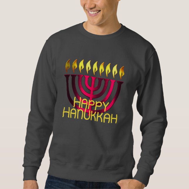 Happy Hanukkah Menorah Pink Sweatshirt (Vorderseite)