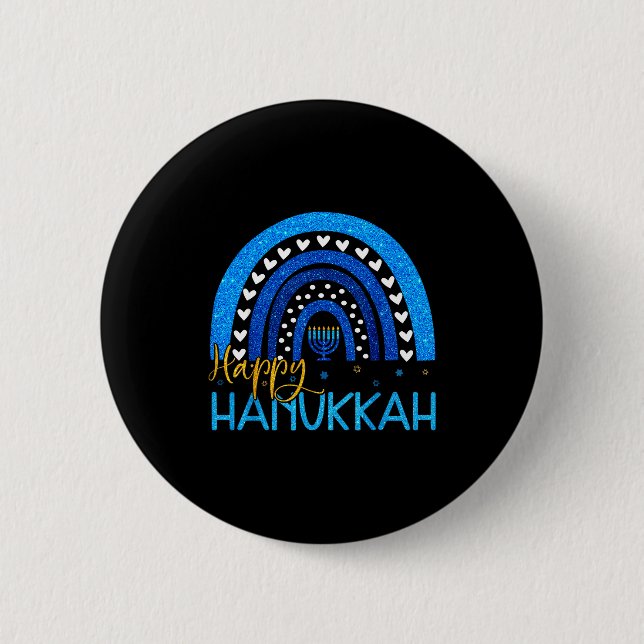 Happy Hanukkah Menorah Rainbow Jewish Gift Women K Button (Vorderseite)