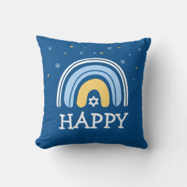 Happy Hanukkah Menorah Rainbow Throw Pillow Kissen