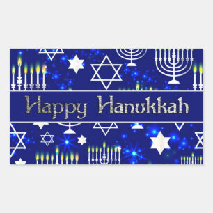 Happy Hanukkah Menorah Rechteckiger Aufkleber