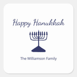 Happy Hanukkah Menorah Simple Quadratischer Aufkleber