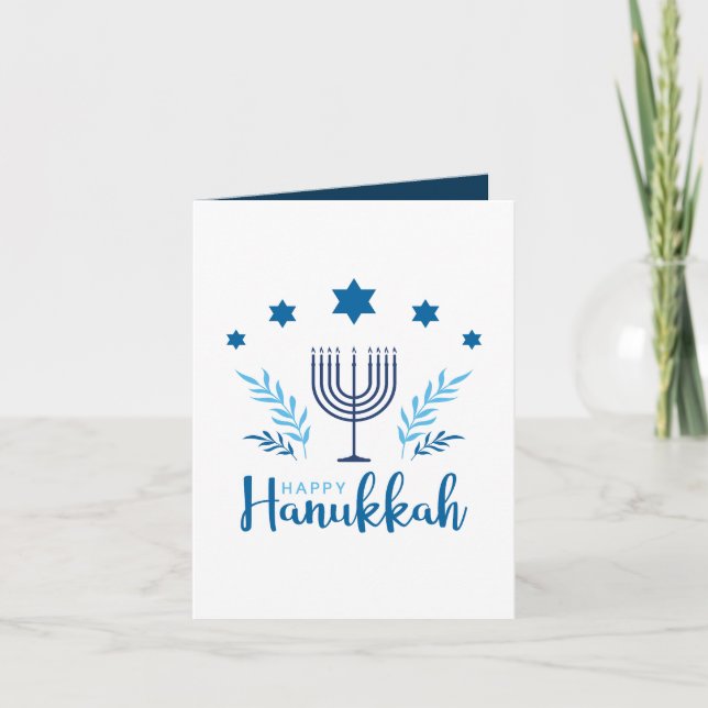 Happy Hanukkah Menorah Stars individuell anpassbar Dankeskarte (Vorderseite)