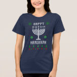 Happy Hanukkah Menorah Ugly Sweater Tri-Blend Shirt<br><div class="desc">Dieses Ferien-Design beinhaltet den Text "Happy Hanukkah" mit einem einzigartigen Dabs mit Schneeflocken und Pinien in einem hässlichen Pullover-Stil. Ideal für Hanukkah Ugly Sweater Party. #hanukkah #holidays #saisonale #festive #modern #trendy #fashion #modischen #style #style #stylish #design #designer #trendy #trendy #menorah #jewish #gym #Fitness #game #fun #uglysweater #sweater #winter #apparel #winter...</div>