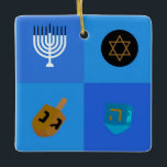 Happy Hanukkah Menorah und Dreidels Keramikornament<br><div class="desc">.Feiern Sie acht Tage und acht Nächte des Festivals der Lichter mit Hanukkah-Karten und Geschenken. Das Lichterfest ist hier. Lächle die Menorah, spiele mit dem dreiel und feiere auf Latkes und Sufganiyots. Feiern Sie den Geist von Hanukkah mit Freunden, Familie und Lieben, indem Sie ihnen Happy Hanukkah wünschen.</div>