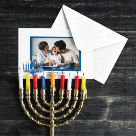 Happy Hanukkah Menorah und Foto Feiertagskarte
