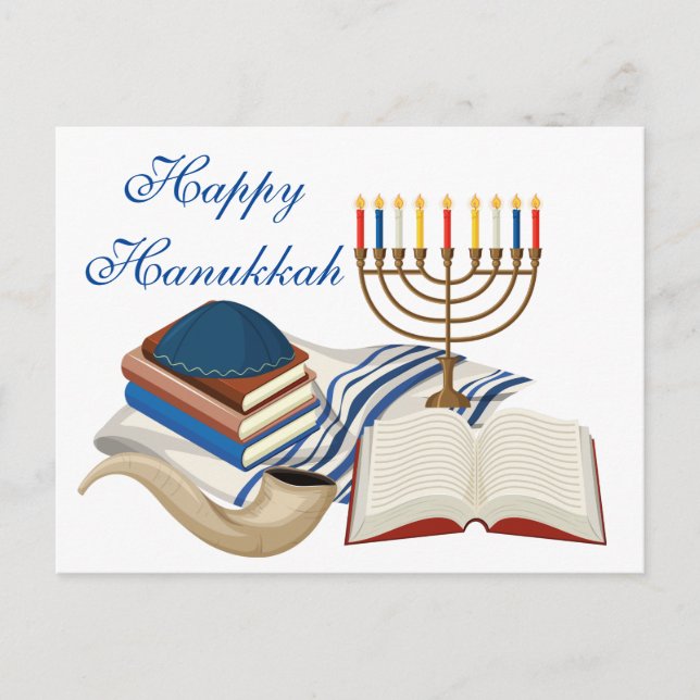 Happy Hanukkah Menorha Postkarte (Vorderseite)