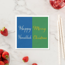 Happy Hanukkah Merry Christmas Dual Holiday Design Serviette