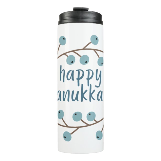 Happy Hanukkah mit Berry Branches Thermosbecher (Vorderseite)