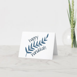 Happy Hanukkah (mit blauen Blätter) Dankeskarte
